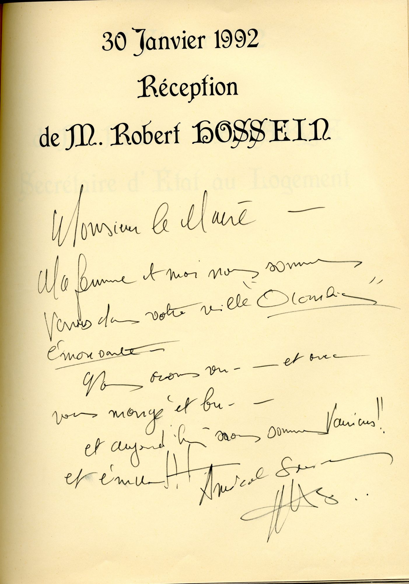 Visite de Robert Hossein, 30 janvier 1992.