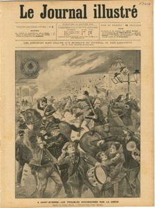 Une du Petit Journal annonçant la grève des passementiers de 1900 (1 S 404).